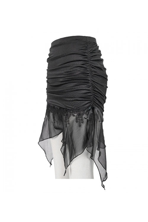 Chiffon Lace-Up Hip-Covering Gothic Swimsuit with Fishtail Skirt