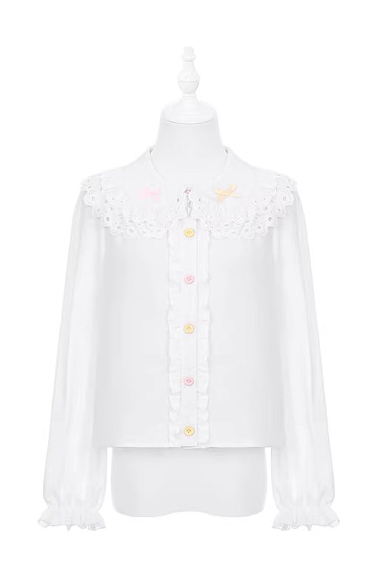 Yellow Nostalgic Showa Custard Cream Puff Sleeveless Triple-Layered Ruffled Bow Lace-Up Tiered Cake Sweet Jsk Dress
