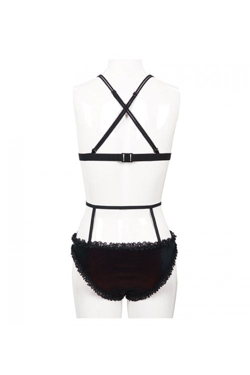 Velvet Lace Up Gothic Swimsuit