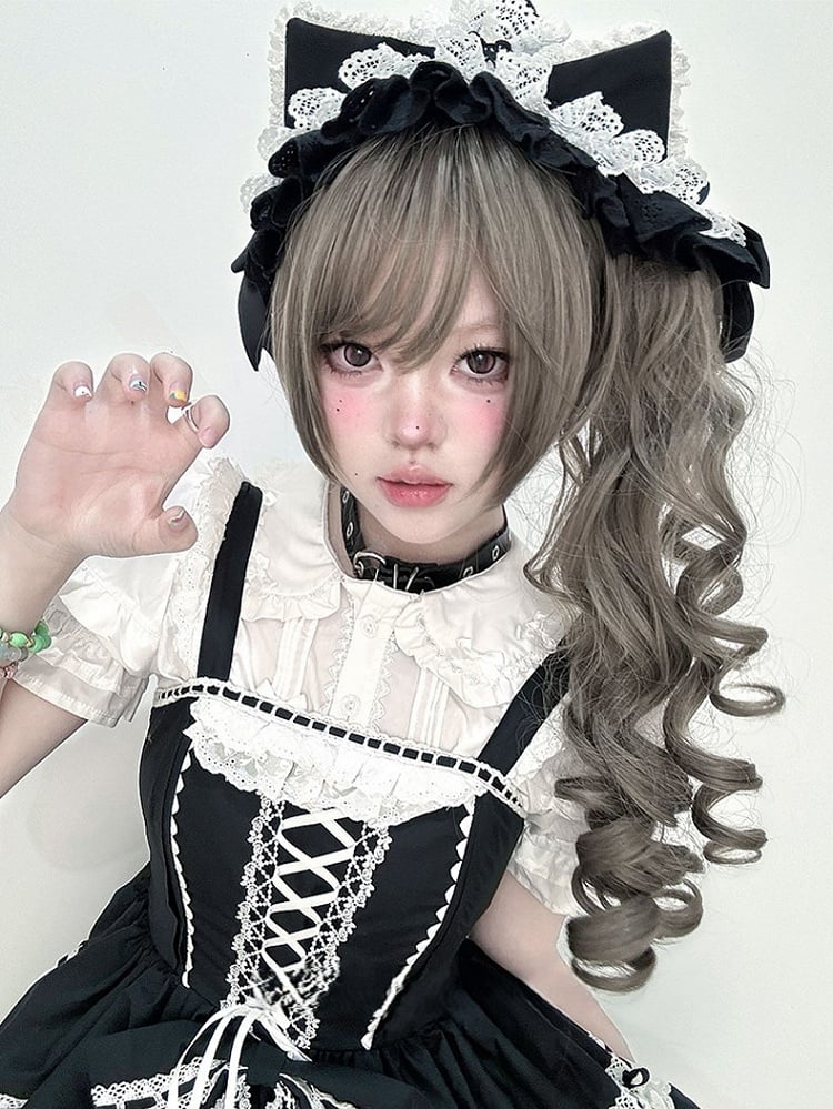 Long Claw Brown Clips Length Wig Double With Synthetic Ponytail 30CM