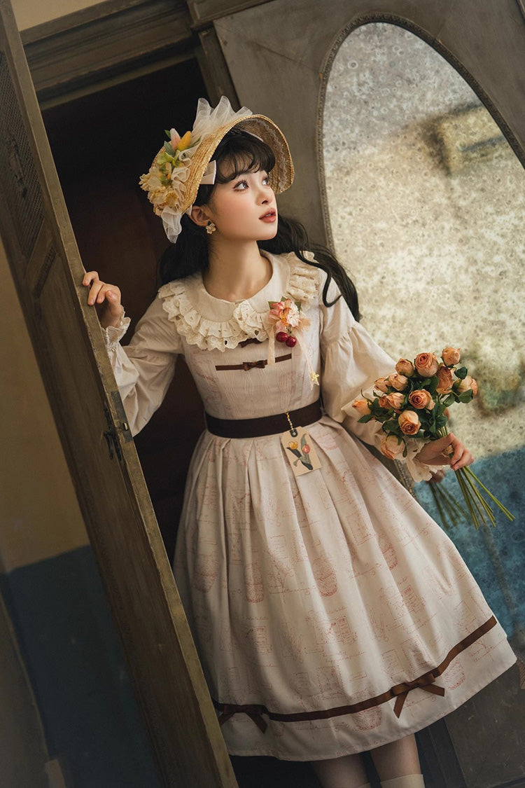 Watercolor Print JSK Dress with Sweet Elegance - Forest
