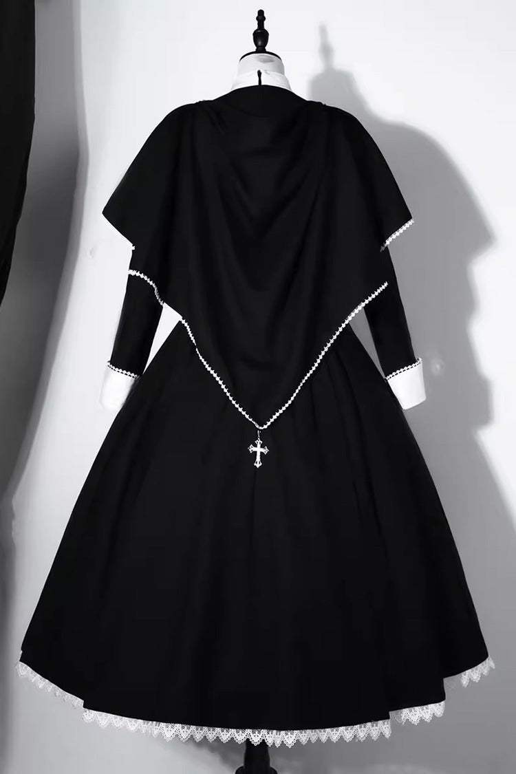 Long Sleeves Print Stitching Lace Gothic Elegant Lolita Dress