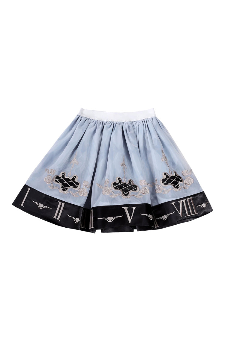 Clock Rabbit Card Game Sleeveless Jacquard Ruffle Embroidered Bow Gothic Jumper Dress