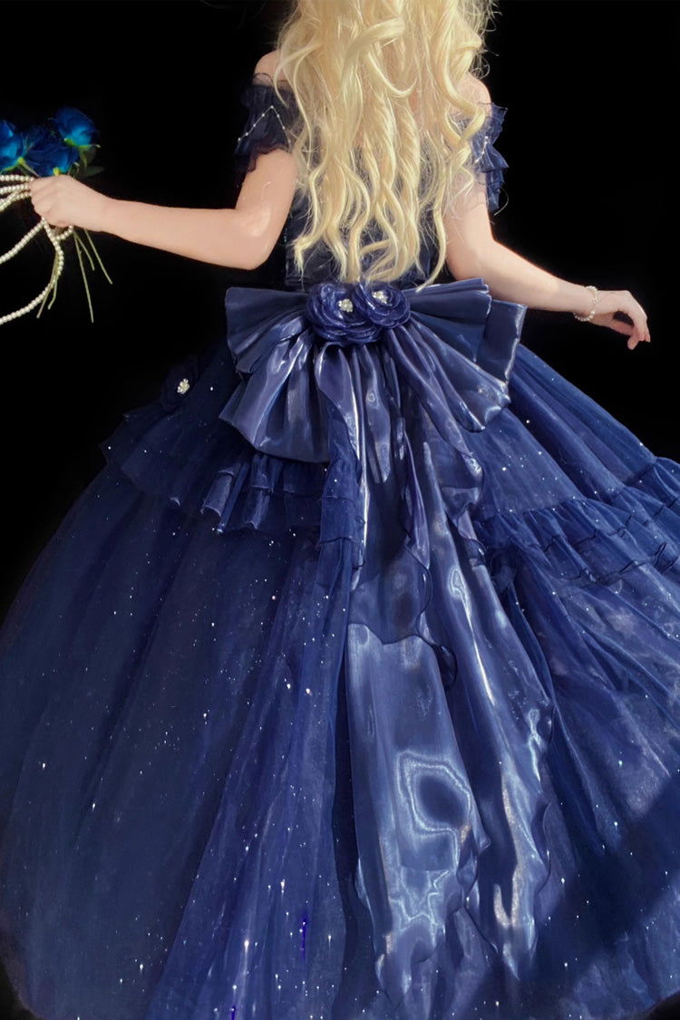 Blue Off-Shoulder Sweet Elegant Princess Lolita Dress with Bow