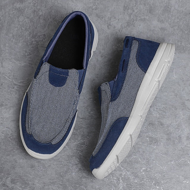 Beige Men's Slip-On Canvas Lightweight Loafers –