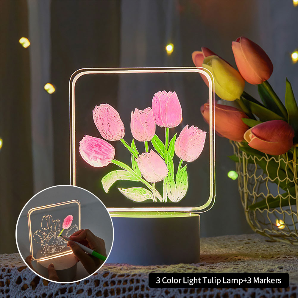 DIY Hand-made Painting Tulip Night Light MK Kawaii Store