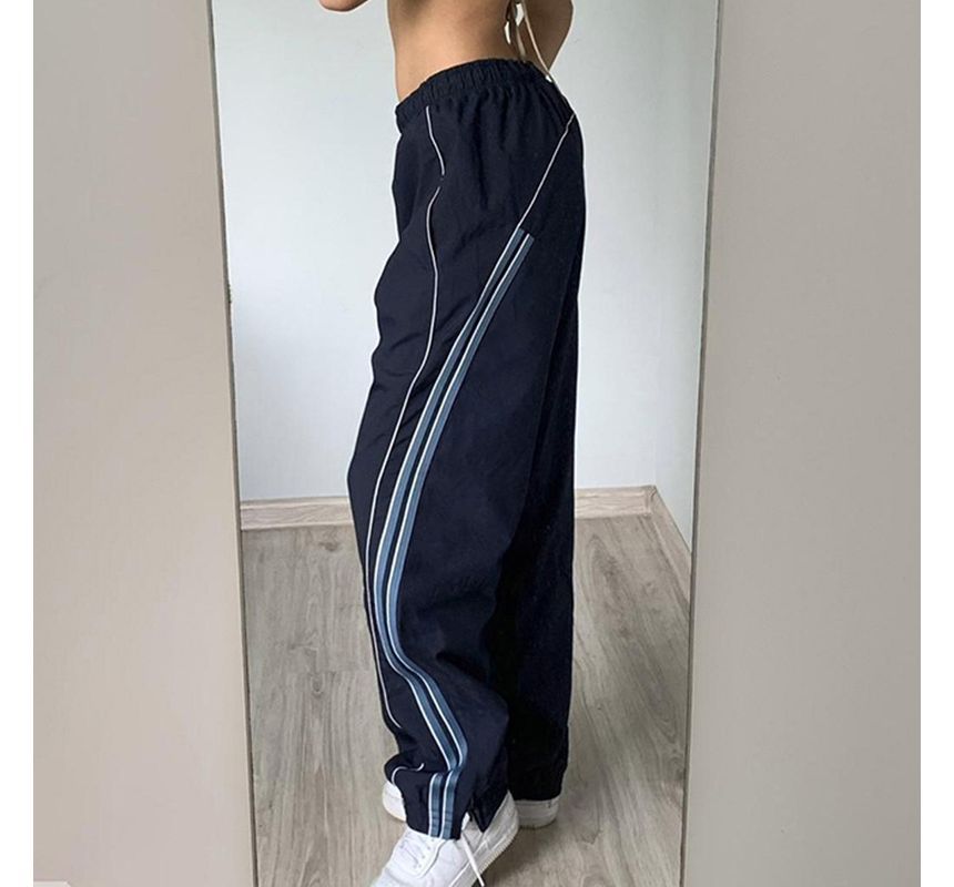 Low Rise Striped Loose-Fit Wide-Leg Sweatpants dd3 MK Kawaii Store