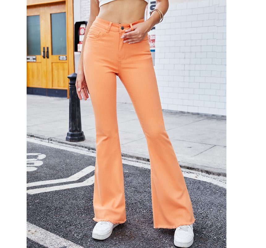 High Rise Plain Slim-Fit Boot-Cut Jeans ZJ7 MK Kawaii Store