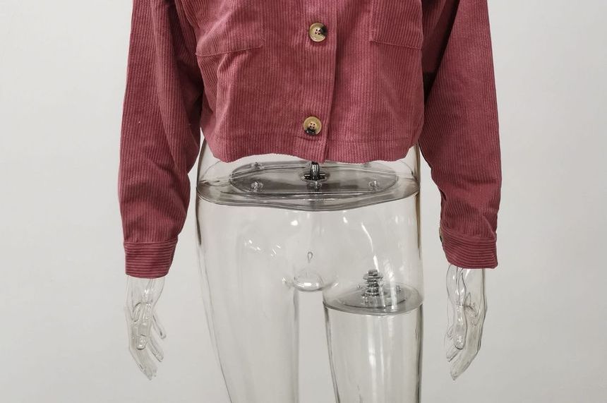 Plain Corduroy Cropped Shirt Jacket OF8 MK Kawaii Store