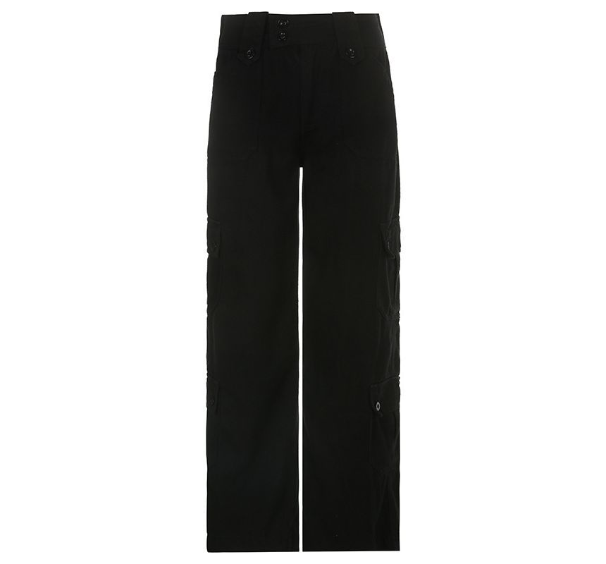 Low Waist Straight-Fit Wide-Leg Cargo Pants dd12 MK Kawaii Store