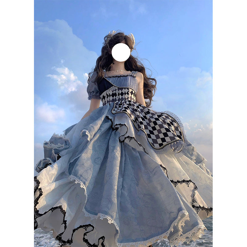 alice in wonderland black and white dress Alice in Wonderland Custom Blue Victorian Corset Gown - Custom Fitted Alice in Wonderland Wedding or Prom Dress