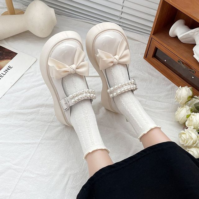 Beaded Patent Mary Jane Shoes BH20 MK Kawaii Store