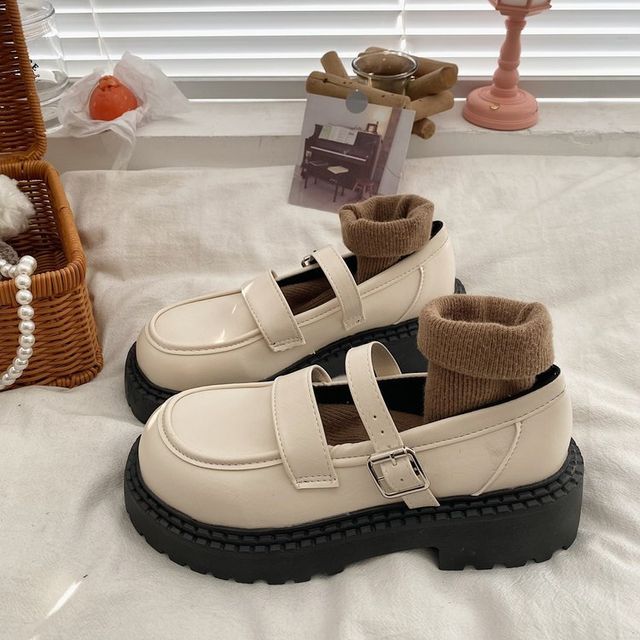 Faux Leather Platform Mary Jane Shoes BH10 MK Kawaii Store