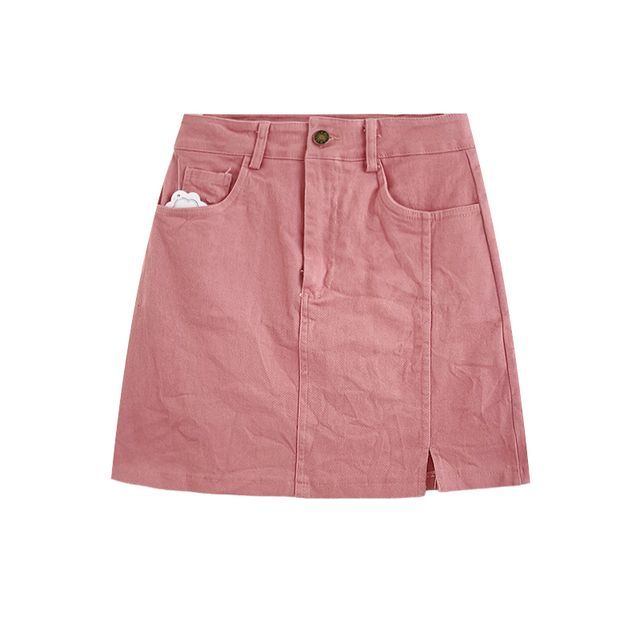 High Rise Denim Mini A-Line Skirt EE1 MK Kawaii Store