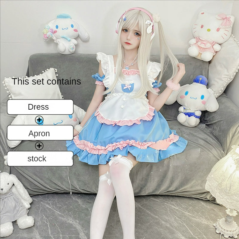 Lovely Candy Pink Blue Sweet Maid Dress ON655 MK Kawaii Store