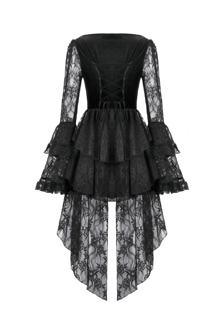 Gothic Dress with Trumpet Sleeves and Lace Up