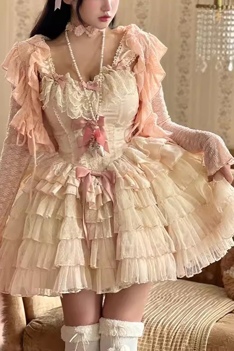 Ballet Style Multi-Layer Dress with Ruffles - Romantic