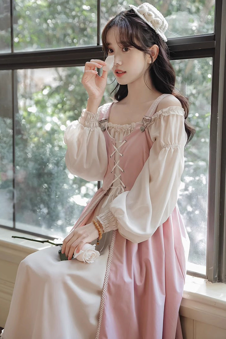 Pink Two Piece Set with Long Sleeves - Elegant Lolita