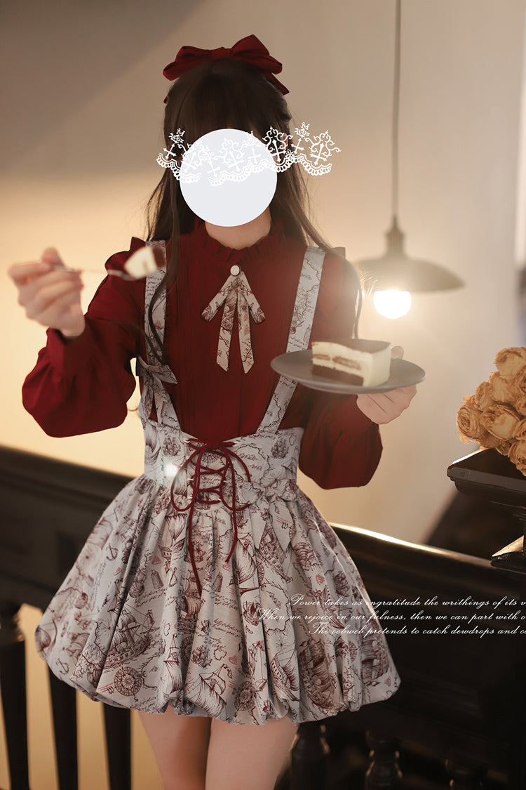 Elise Print Lace-Up Sweet Skirt