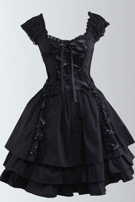Lace Tiered Ruffle Sleeveless Gothic Lolita Dress