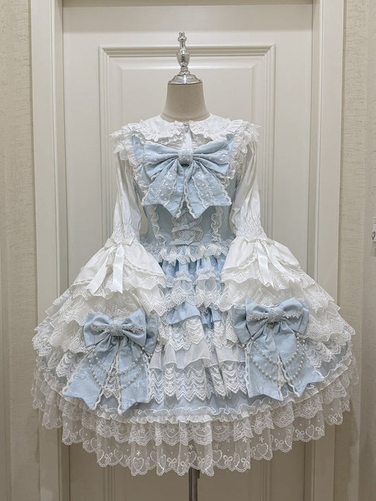 Tiered Skirt Hanayome Bows Dress Decoration Lolita Blue Big