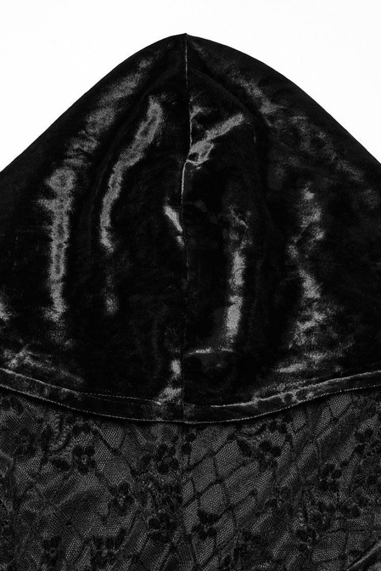 Hollow Cross Stitch Lace Hooded Gothic Dress