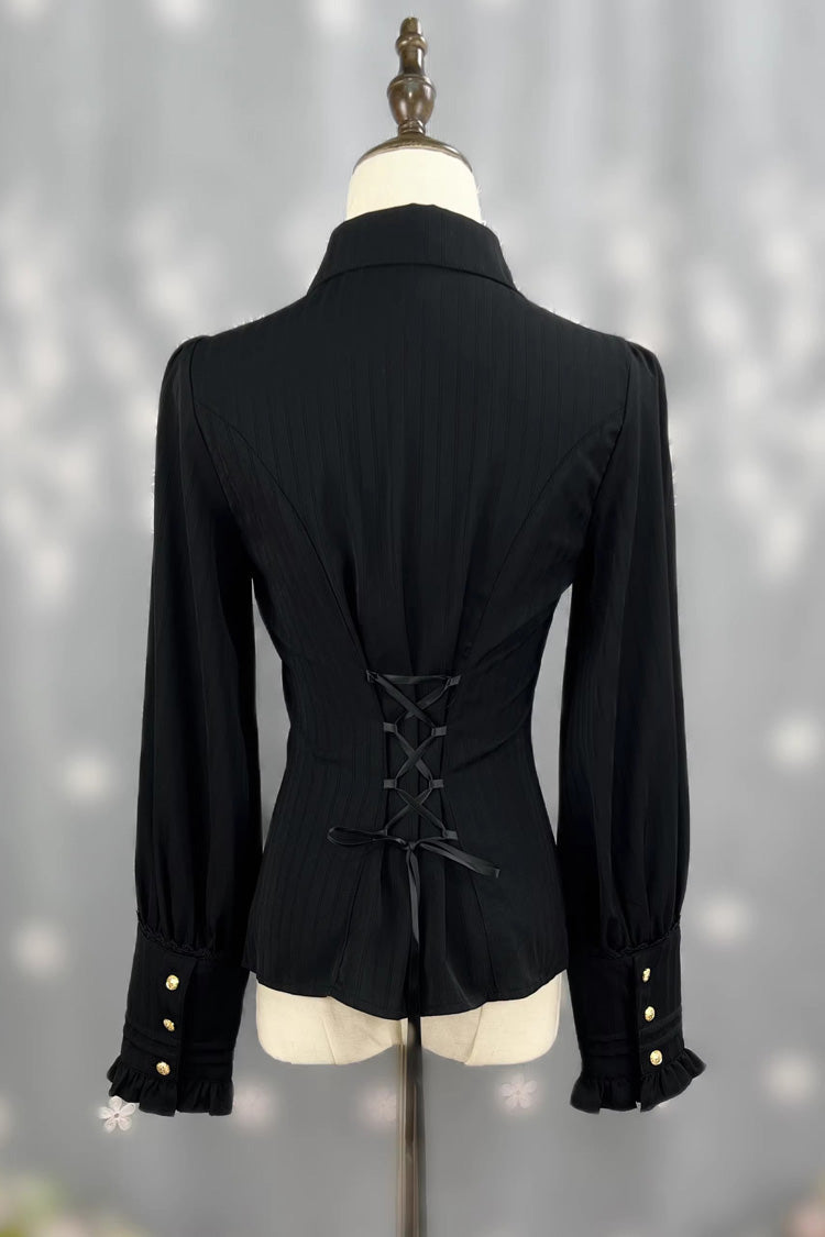 Enchanted Dreamland Lapel Collar Long Sleeve Ruffled Lace Fitted Elegant Lolita Blouse in Six Colors