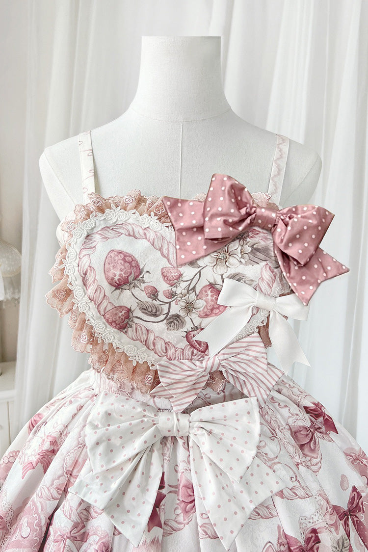 Pink Princess Dessert Cat Print Bow Lace Lolita Dress Set