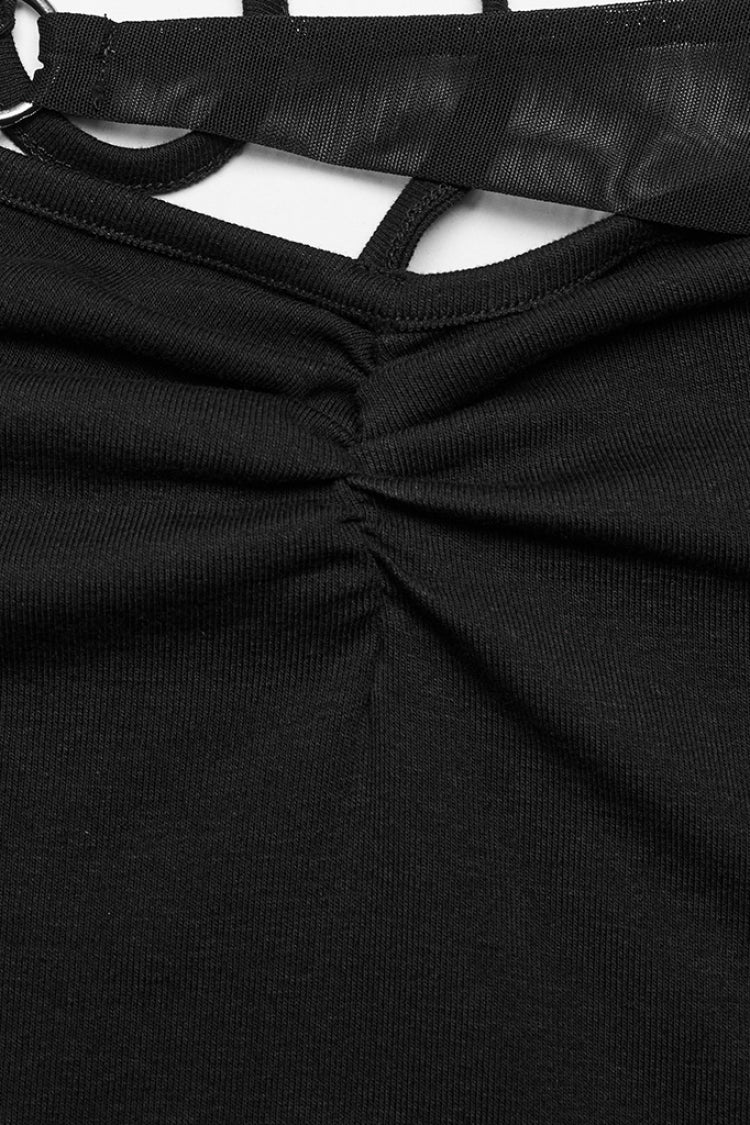Jet Off-Shoulder Stitching Mesh Gothic Dress