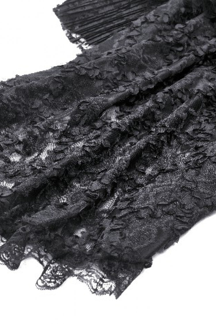 Noir Gothic Velvet Gown with Lace-Up and Square Neckline