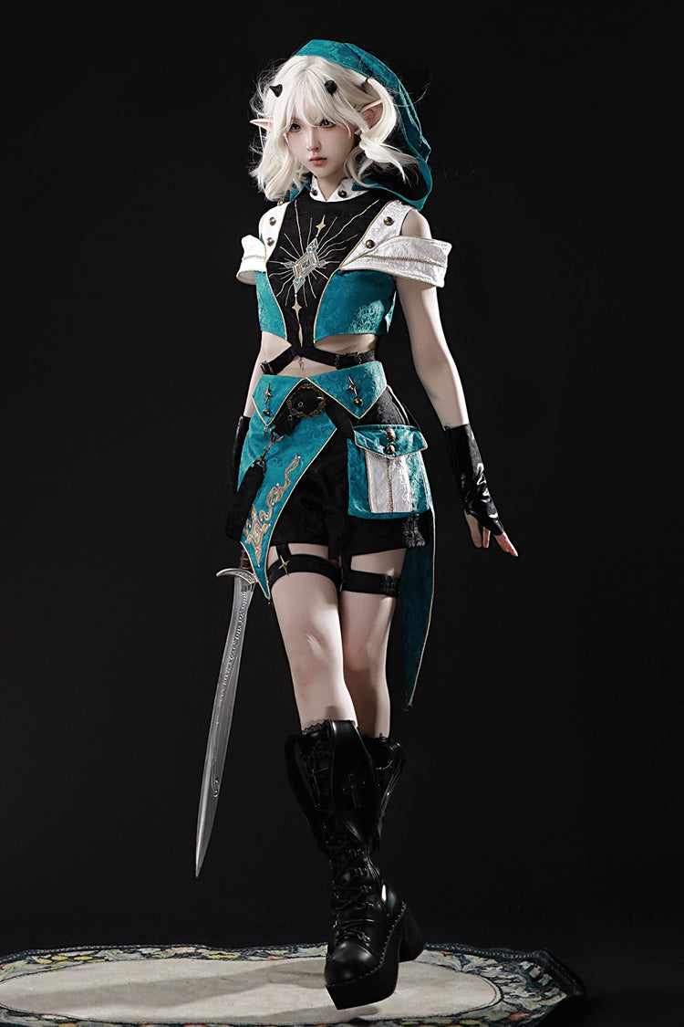 Traveler's Outfit Hooded Embroidery Ouji Set - Handsome Lolita