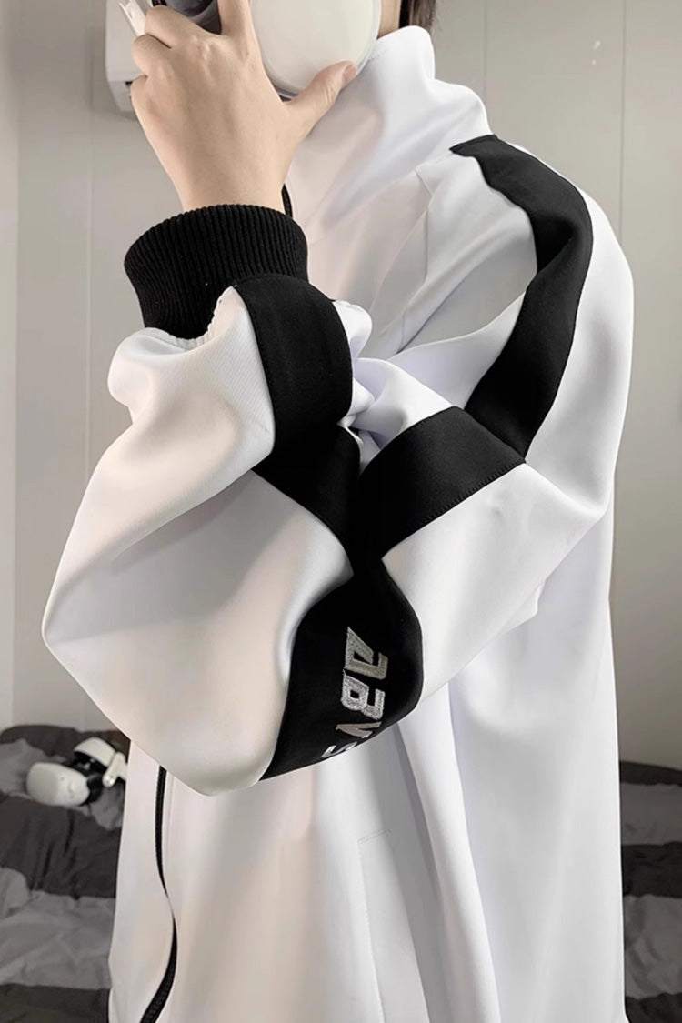 Printed Jirai Kei Long-Sleeve Coat with Unique Pattern, 3 Colors