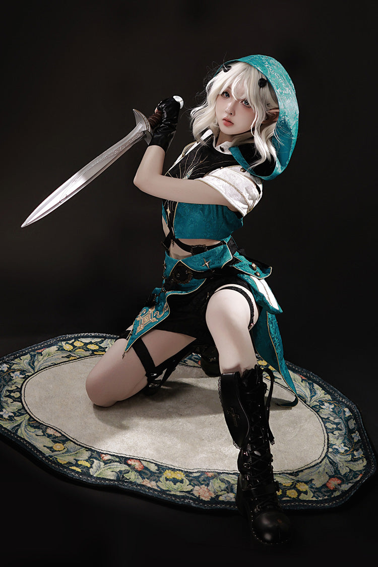 Traveler's Outfit Hooded Embroidery Ouji Set - Handsome Lolita