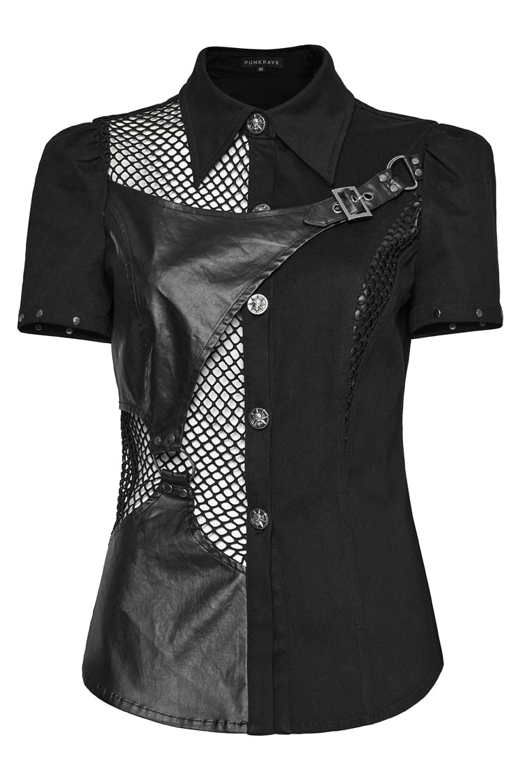 Steampunk Blouse with Hollow Leather Stitching