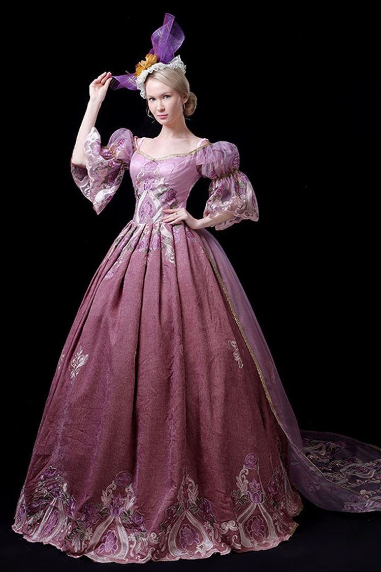Hollow Embroidery Victorian Dress - High Waisted Half Sleeves