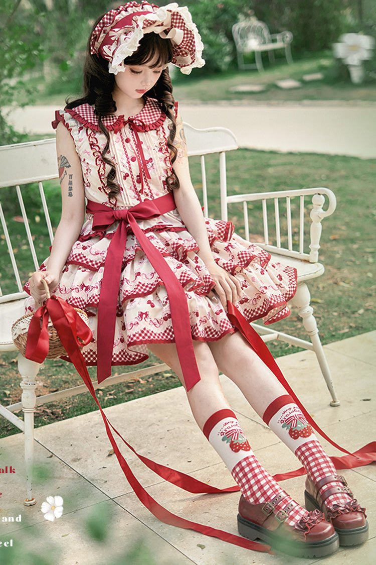 Cherry Print Ruffle Skirt Set