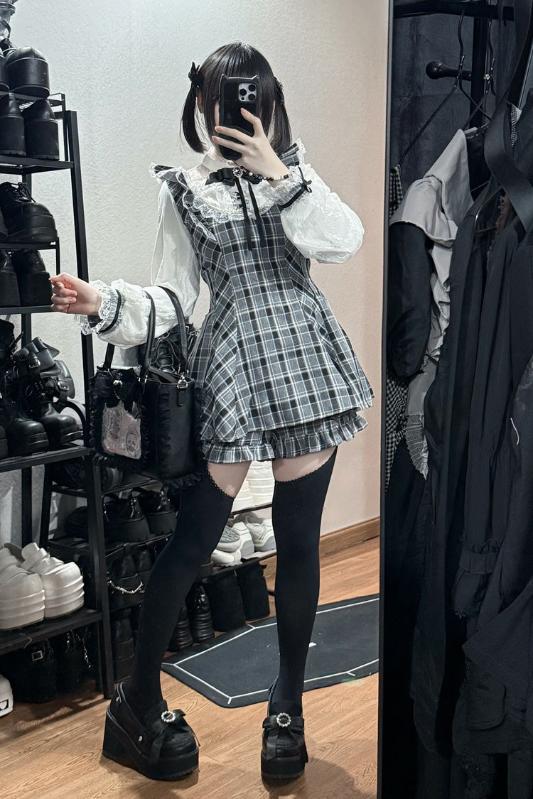 First Love Contract Bow-Trim Lace Gothic Streetwear Dress Ensemble with Four Variations