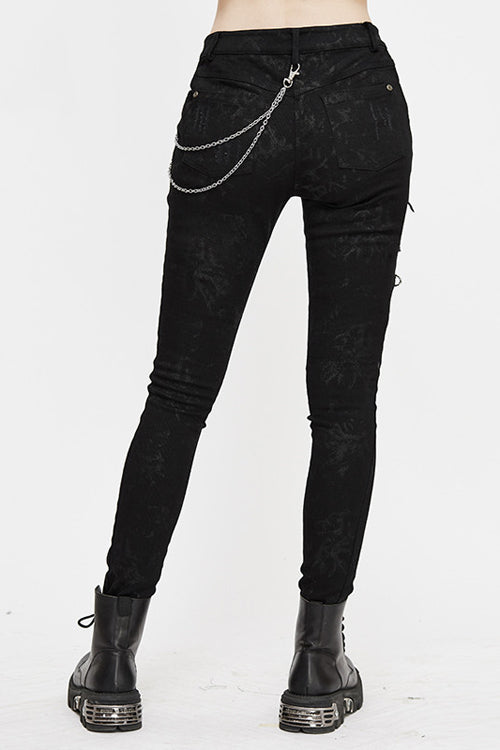 Zippered Stretch-Fit Punk Trousers for Women