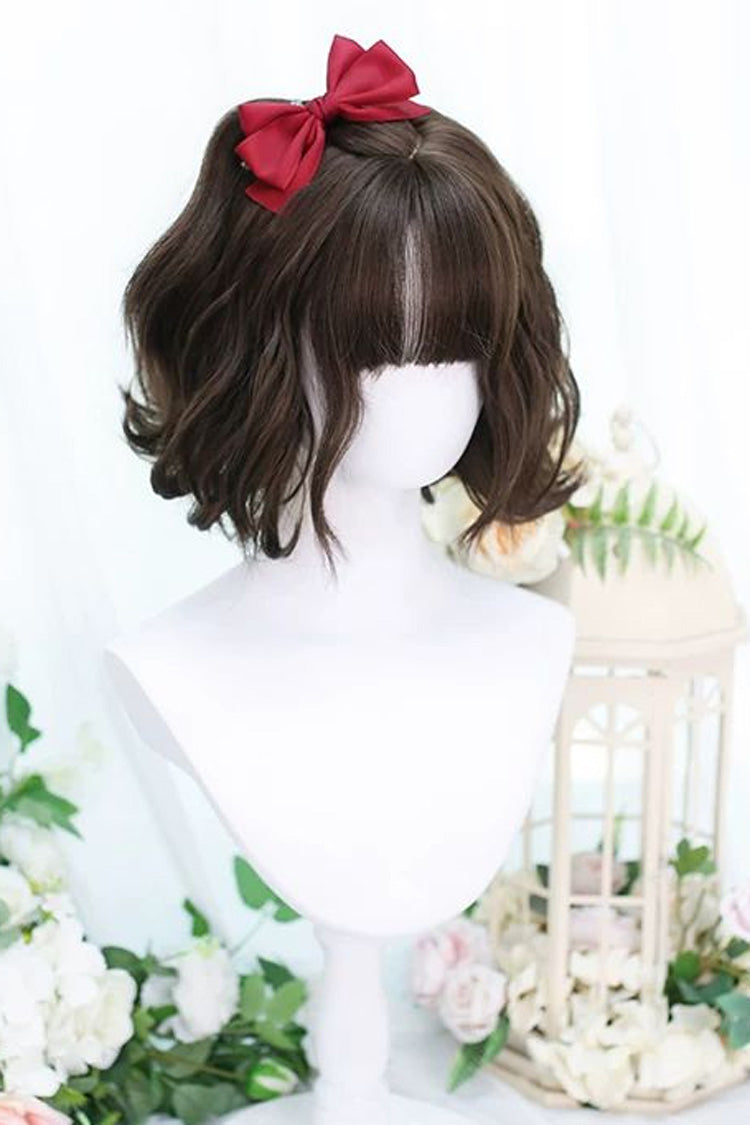 Japanese Sweet Lolita Short Wig with Neat Bangs - Cool Brown