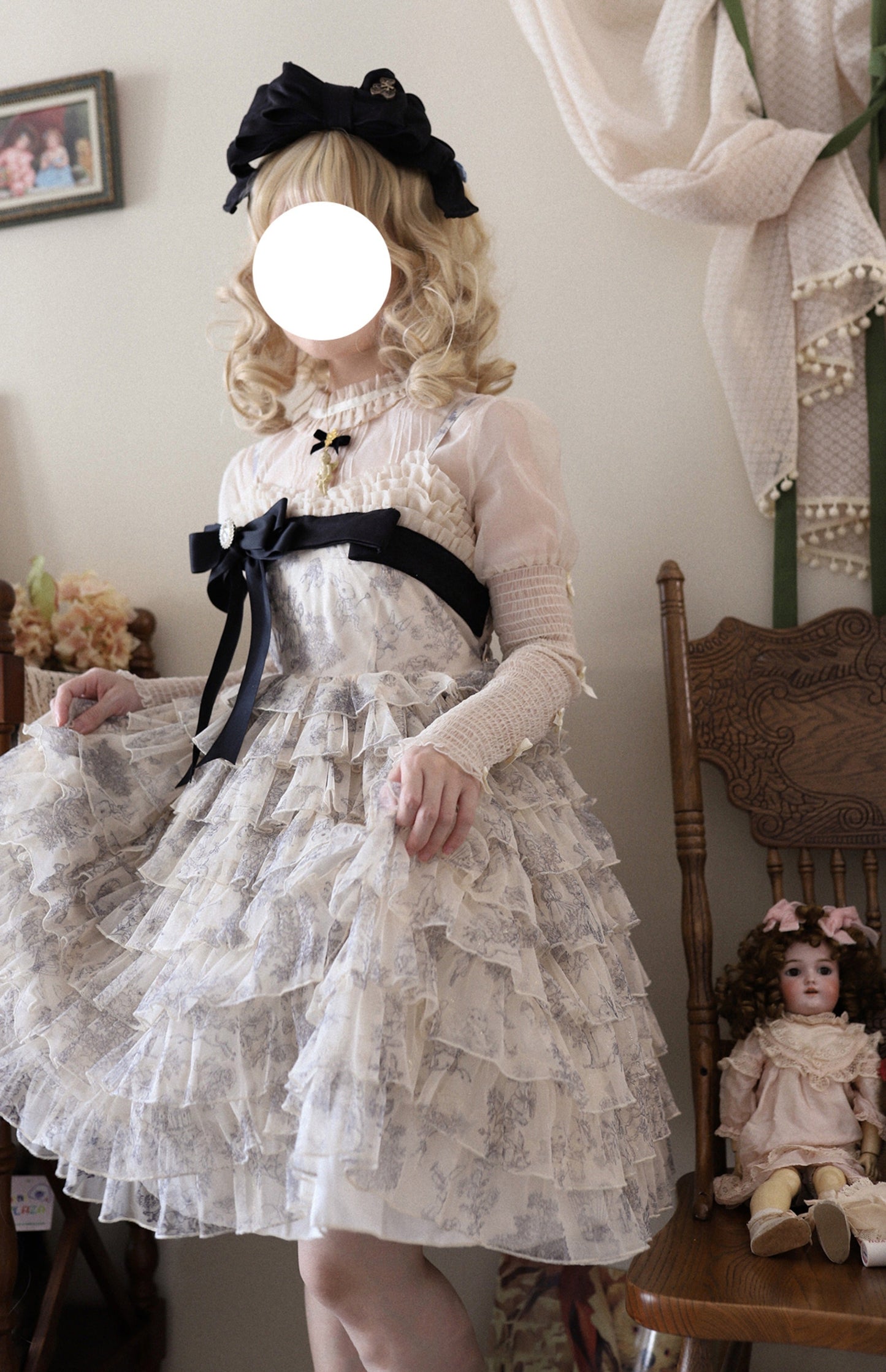 Wonderland Travels Multi-Layered Ruffled Bow Sweet Tiered Dress