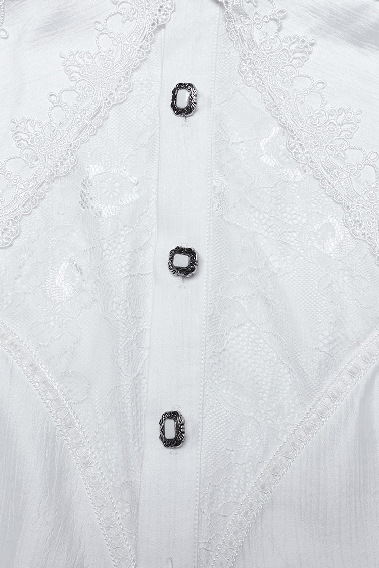 Ivory Gothic Lace Puff Sleeve Long Blouse for Men