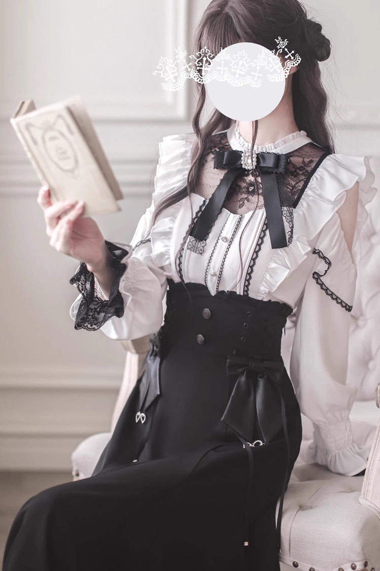 Black Ruffle Bowknot Slim Sweet Elegant Lolita Fishtail Skirt