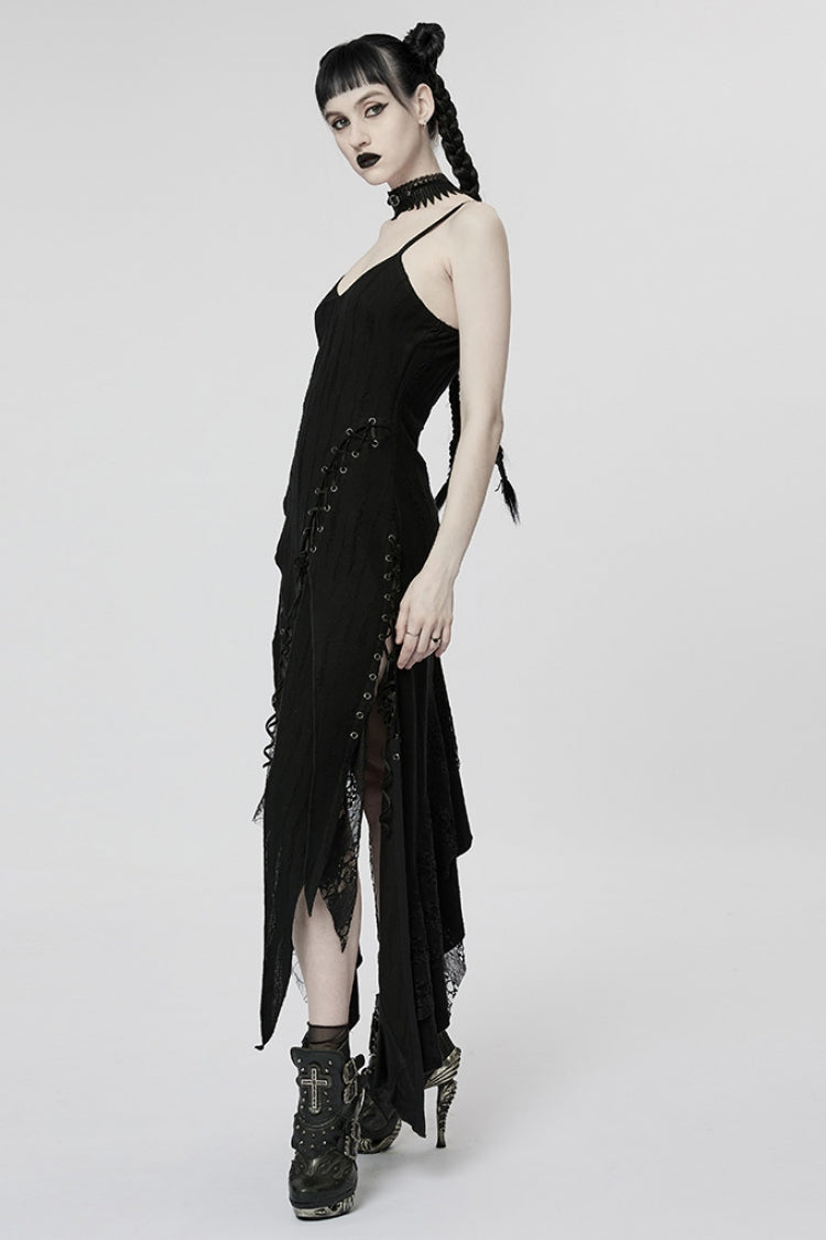 Obsidian Stitching Asymmetrical Mesh Punk Dress