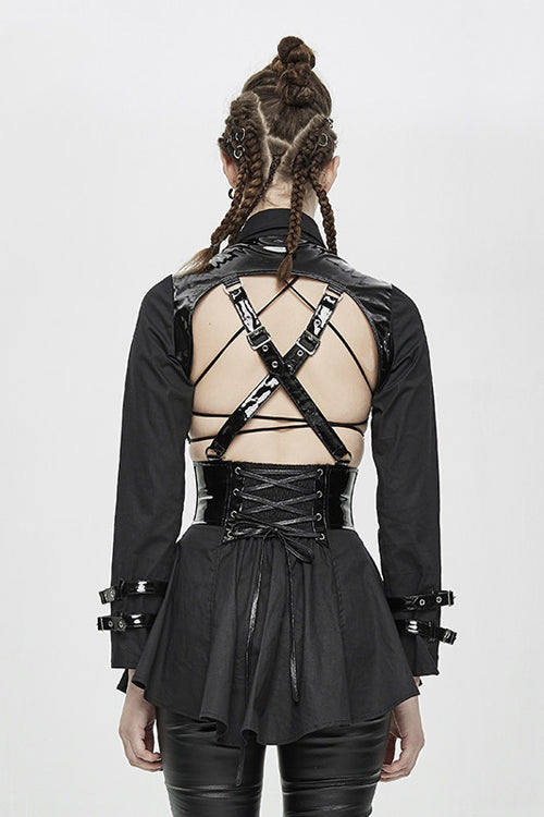 Women's Gothic Dress with Hollow Out Design Leather Sexy Style