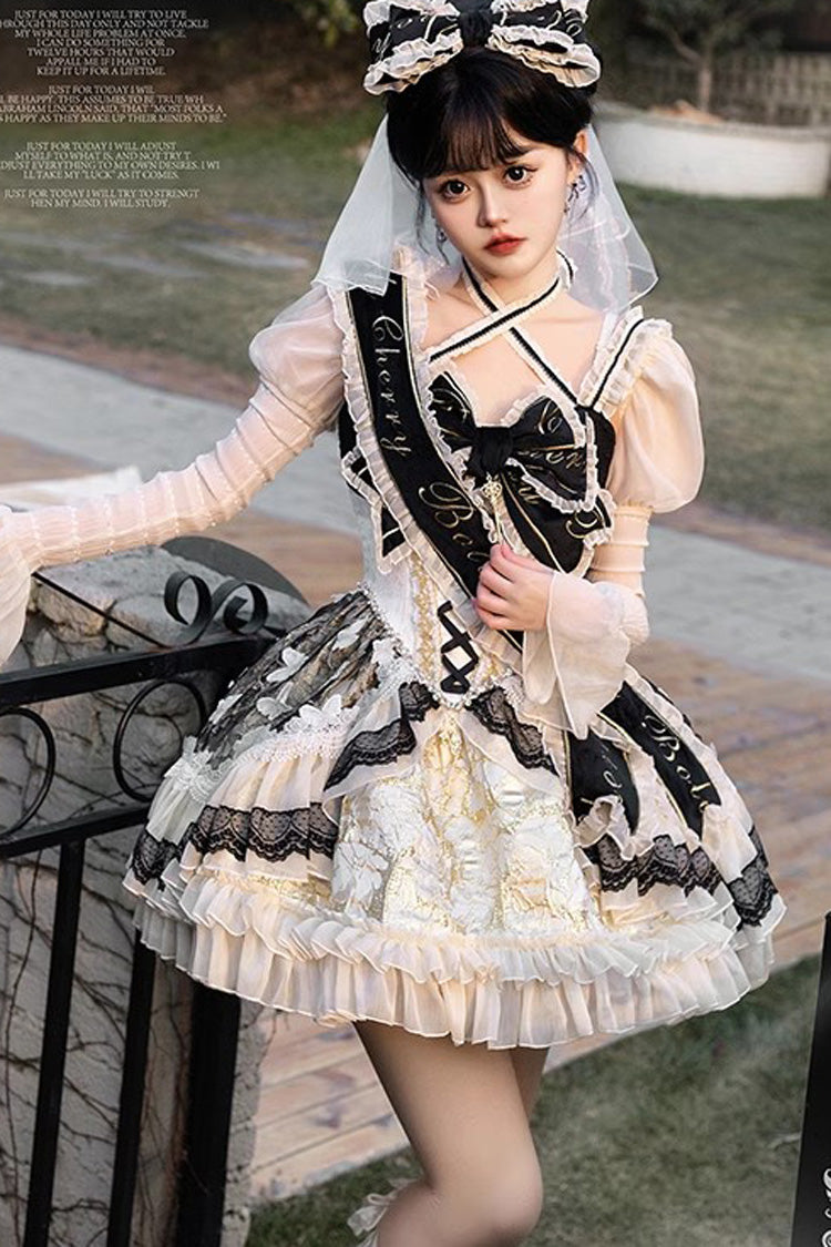 Gilded & Onyx Floral Bow Cardigan Lace Sweet Lolita Dress
