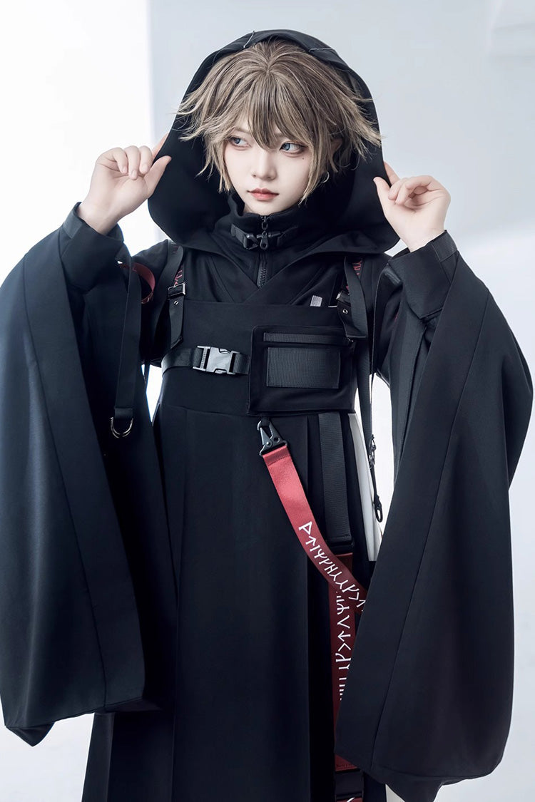 Gothic Hooded Cardigan with Blade Accents