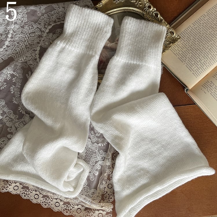 Leg /Lace Cut-out Chain Stockings/Leg Warmers White Design Overknee