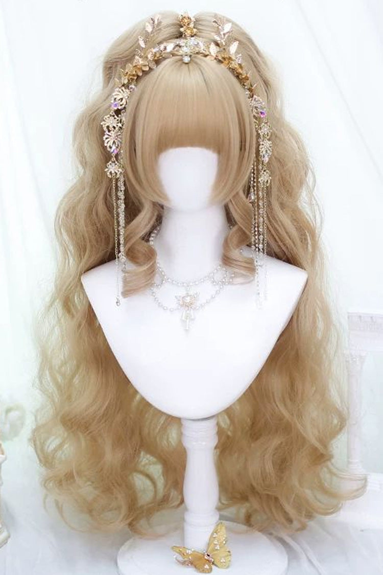 Airy Bangs Twin-Tail Wig Set - Soft Golden Waves