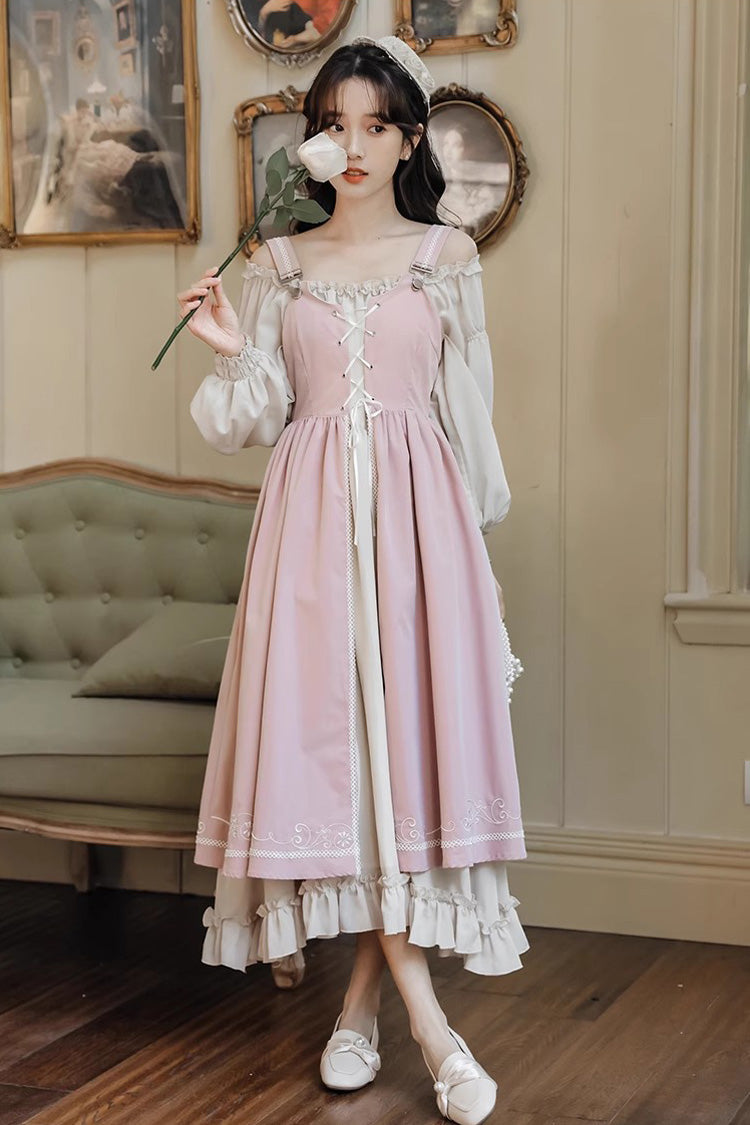 Pink Two Piece Set with Long Sleeves - Elegant Lolita