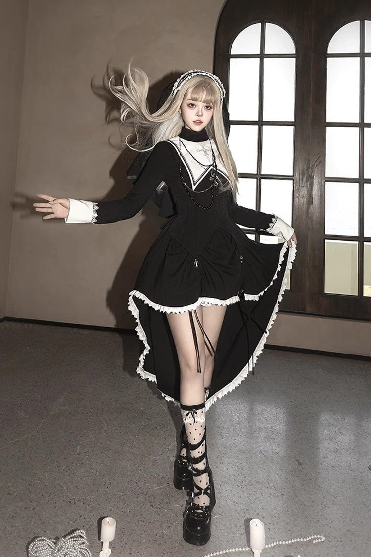 Peace Prayer Asymmetric Gothic Skirt Set